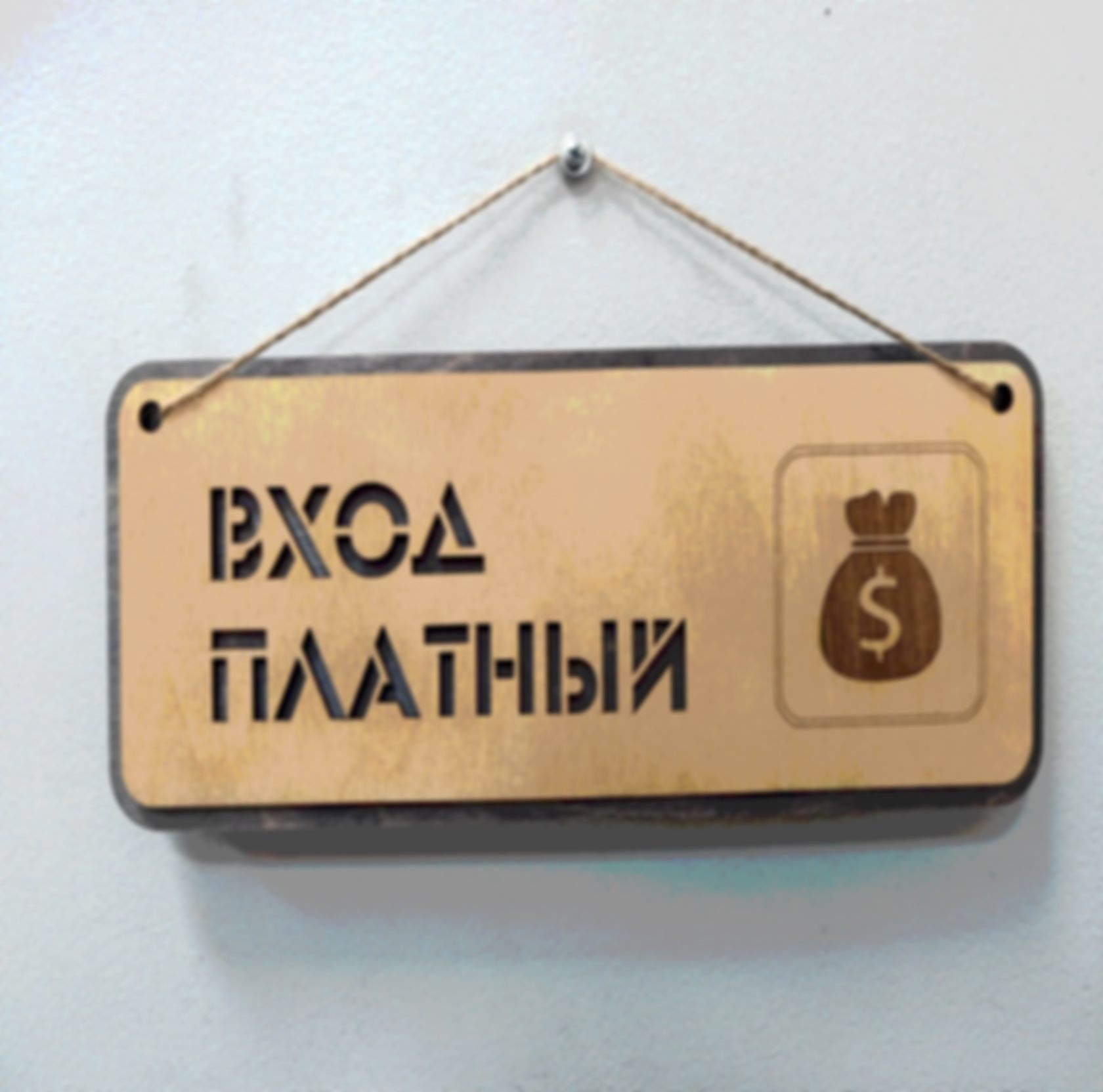 Табличка «Вход платный» — изделие из дерева с гравировкой